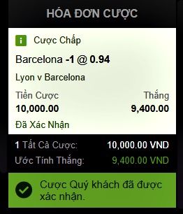 Kèo Barca vs Lyon tại nhà cái 188bet Việt Nam